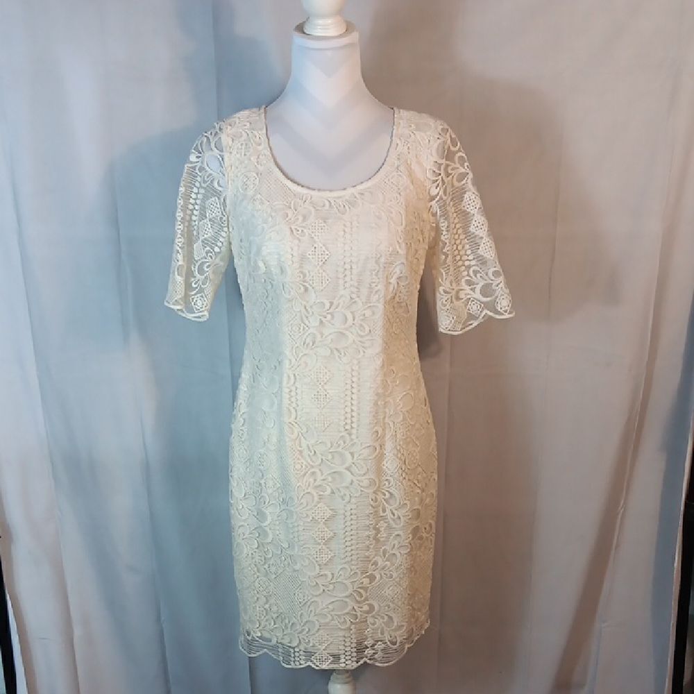 Alex Marie Elegant Cream Lace Dress